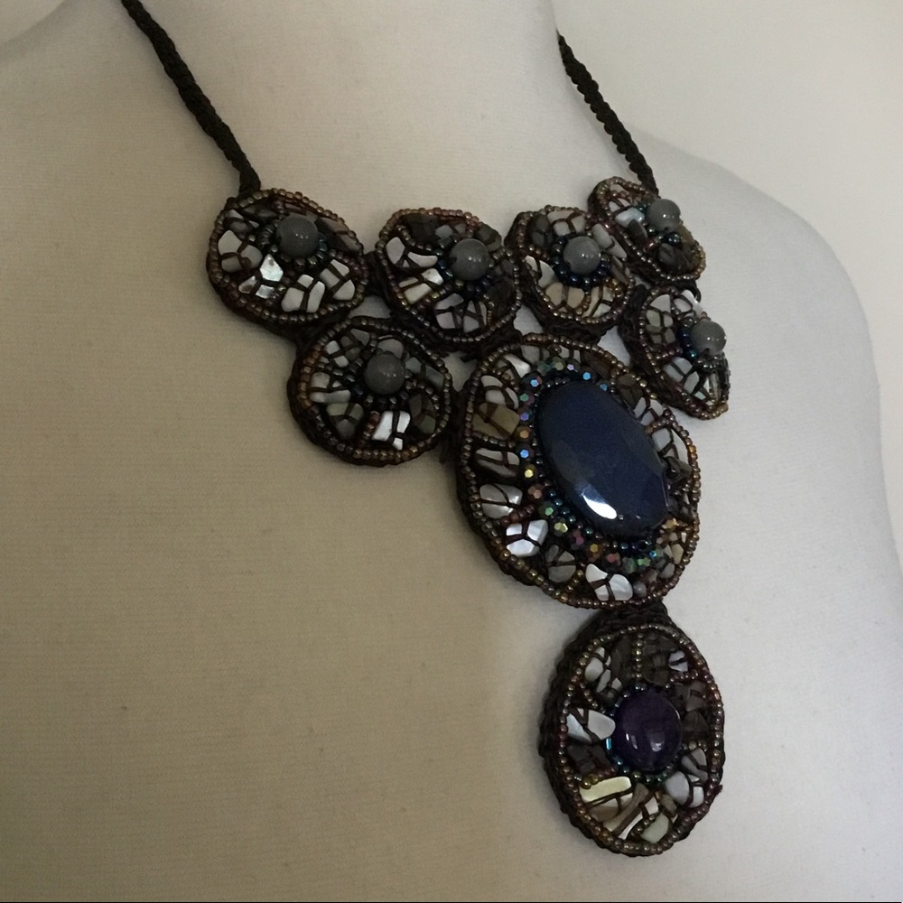 Stone Beaded Statement Necklace - image 6